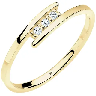 Elli DIAMONDS Ring Women Engagement Ring Trio with Diamond (0.04 ct.) in 375 Yellow Gold