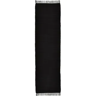 THEKO Teppich »Happy Cotton Fleckerl, handgewebt« rechteckig 5 mm Höhe Flachgewebe, reine Baumwolle, meliert, mit Fransen, auch als Läufer, schwarz