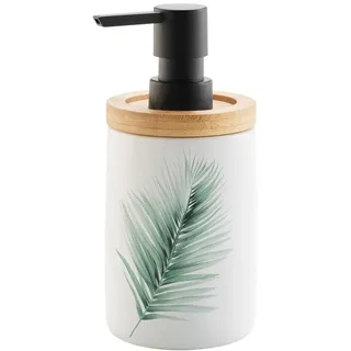 Douceur d'Intérieur Havane Seifenspender (Ø 7,50 x 17 cm), Bedruckte Keramik und Bambus