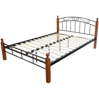 Homestyle4u Metallbett Mit Lattenrost Bettgestell Metall, 140 x 200 Braun