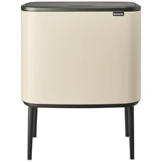 Brabantia - Bo Touch Bin 36L - Großer Mülleimer für die Küche - Soft-Touch-Öffnung - Entnehmbarer Inneneimer - Rutschfest - Einfaches Recycling - Inklusive Müllbeutel - Soft Beige - 54 x 31 x 68 cm