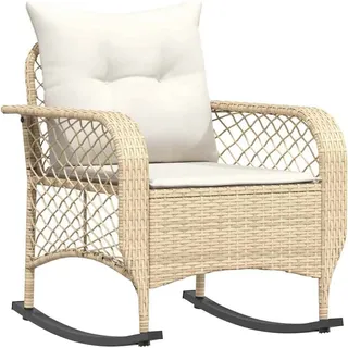 vidaXL Garten-Schaukelstuhl mit Kissen Beige Poly Rattan - Beige