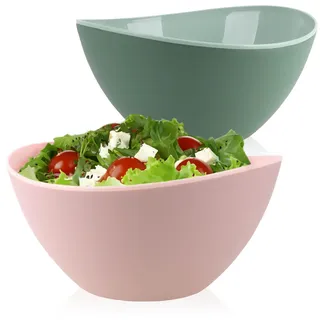 com-four® 2x Schale aus Kunststoff - bruchfeste Salatschale - große Obstschüssel - praktische Rührschüssel 3,4 L - Campinggeschirr für Picknick, Buffet, Garten, Kinderparty [Auswahl variiert]