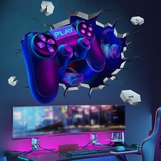 COVPAW Wandtattoo 3D Gamer Wandaufkleber Kinderzimmer Jungen Bunte Gamer Poster Gaming Wandbild für Schlafzimmer Junge Teenager Videospiel Wandstikcer für Jugendzimmer Deko Geschenk (Gamepad)