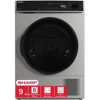 Sharp KD-PRO9S7GSB-DE Wäschetrockner, 9kg, B, WiFi, 15 Trockenprogramme inkl. 30-Minuten-Schnelltrockenprogramm, Silber