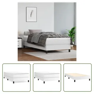 The Living Store Bettgestell Weiß 90x200 cm Kunstleder - Weiß