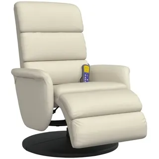 vidaXL Massagesessel mit Fußteil Creme Kunstleder