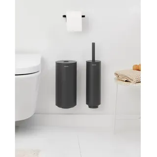 Brabantia - Mindset WC-Zubehör-Set - Toilettenbürste, Papierrollenhalter und Papierrollenspender - Hygienische Borstenbürste - Befestigungsmaterial inklusive - Badezimmer-Set 3-teilig - Infinite Grey