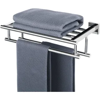 SAYAYO Handtuchhalter Wand 40cm Gästehandtuchhalter mit Ablage Handtuchhalter Edelstahl Poliert Handtuchstange mit Bohren für Badezimmer und Küche