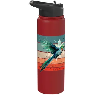 Niedlicher bunter Quetzal, realistischer Göttervogel Stainless Steel Insulated Water Bottle