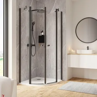 Schulte Duschkabine Runddusche Garant 2.0 90x90x200 cm Mattschwarz