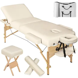 Tectake Massageliege-Set, Breite 70 cm, Polsterung 10 cm, mit Holzgestell, 218 x 102 x 90 cm