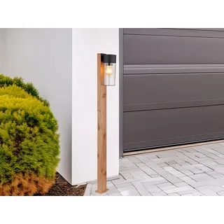 LED Pollerleuchte Edelstahl Holzoptik Einfahrt & Garten Wegbeleuchtung, H:100cm