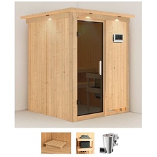 Bild Sauna »Milaja«, (Set), 3,6-kW-Bio-Plug & Play Ofen mit externer Steuerung beige