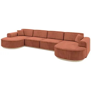 altdecor Eckcouch Samt 6-Sitzer Orange