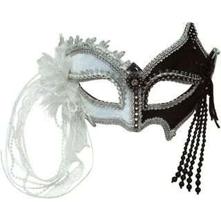 Bristol Novelty EM422 Augenmaske mit Quasten, Schwarz/Weiß