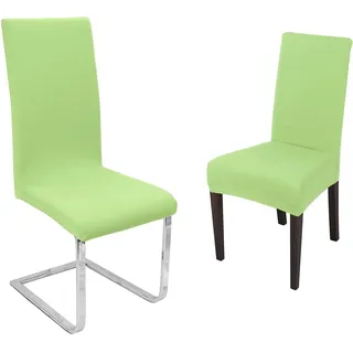 BEAUTEX 2er Set Stuhlhussen, elastische Stretch Hussen Bi-Elastic, Motiv und Farbe wählbar (Motiv Johanna, Farbe Grün)