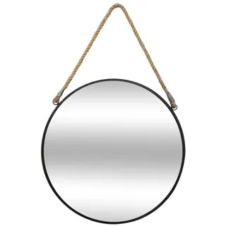 Well Home Runder Spiegel mit Kordel, Vintage-Design, Metall, 38 cm