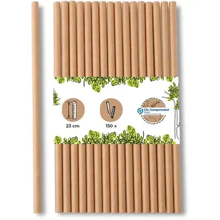 GREENBOX 150 Stück Jumbo Papier Trinkhalme 23cm Strohhalm 8mm Ø I Trinkhalm biologisch abbaubar I braune Strohhalme umweltfreundlich I Party Trinkhalme für Smoothies I Papierstrohhalme