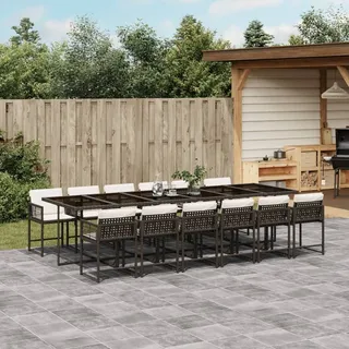 Praktischen Gartenmöbel Set Balkonmöbel-Set 13-tlg. Garten-Essgruppe mit Kissen Braun Poly Rattan - Gartenmöbelgarnituren ,design Möbel 3341180 6parcel - Braun