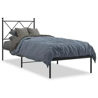 vidaXL Bettgestell mit Kopfteil Metall Schwarz 80x200 cm - Schwarz