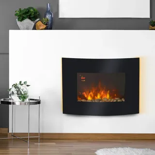 Homcom Elektrokamin Kaminofen Kamin Wandkamin mit Fernbedienung 2 Maße LED Licht , Schwarz , Metall , 11.4x52x65 cm , Elektrogeräte, Heizgeräte, Elektrokamine
