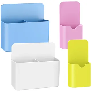 MoKo Stifthalter Magnetisch, 4 Stück Magnetischer Stiftehalter, Whiteboard Zubehör für Schule Büro Kühlschrank und Schließfach, 2 große und 2 kleine Halter, Blau/Weiß/Rosa/Gelb