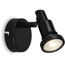 BRILONER Leuchten - LED Wandleuchte Badezimmer, verstellbar, LED Wandlampe Bad, IP44, warmweiße Lichtfarbe, GU10, Schwarz, 80x106 (DxH)