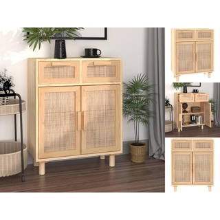 vidaXL Sideboard Braun 60x30x75 cm Massivholz Kiefer und Natur-Rattan