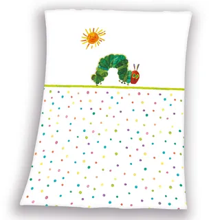 Herding Babydecke, Raupe Nimmersatt, 75 x 100cm, Weicher Polyester, Weiß