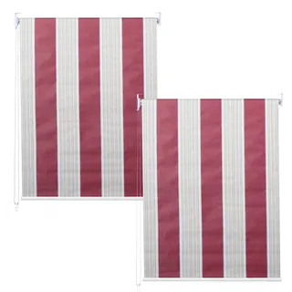 2er-Set Rollo HWC-D52, Fensterrollo Seitenzugrollo Jalousie, 100x160cm Sonnenschutz blickdicht rot/weiß/beige - Bunt