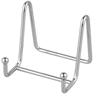 Staffelei Teller Ständer Aufsteller Halter - 1 Stück Eisen Metall Tellerständer Tellerhalter - Dekoteller Halterung - Bilderrahmen Ständer - Bildaufsteller - Staffelei für Bücher - Silber - 7,6 cm