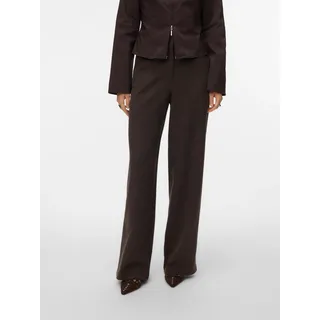Anzughose VERO MODA "VMBESTIE HW WIDE PANT NOOS", Damen, Gr. 40, Länge 32, chocolate torte detail:melange, Web, Obermaterial: 94% Polyester, 4% Viskose, 2% Elasthan, meliert, unifarben, bequem lang, Hosen Anzughose, Materialmix, weite Form, mit Stretch