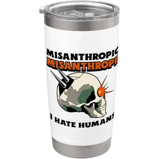 Misanthropischer Misanthrop Ich hasse Menschen (Lustiges Statement für Einzelgänger) Doppelwandiger Edelstahl-Thermobecher
