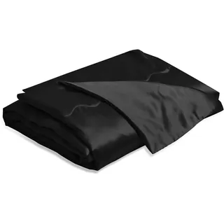 YASMENG Satin Decke 220x240 Schwarz Sofadecke Kühlende Seidige Seide Sommerdecke Leicht Weich Luxus Glatt Glänzend Satin Tagesdecke Kuscheldecke für Bett Sofa Couch Schlafzimmer Büro Reisen