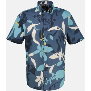 Lerros Kurzarmhemd »LERROS Sommerliches Baumwoll-Leinenhemd in Übergrößen«, blau