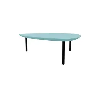 fm TRESTA Beistelltisch dreieckig abgerundet MDF-Platte pastellblau 98,0 x 91,0 x 31,0 cm, 1 St.