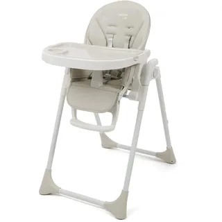 BABYLO Nosh ab Geburt Hochstuhl, verstellbar + klappbar mit 7 Höhen, 3 Sitzpositionen inkl. flachliegend, kein Aufbau nötig, taubengrau