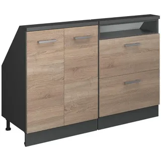 Vicco Küchenschrank FÜR Dachschrägen R-Line Sonoma 120 cm 2er Set , Sonoma Eiche, Anthrazit , Holzwerkstoff , Rechteckig , 120x83.8x46 cm , Küchen, Küchenmöbel, Küchenschränke, Küchenunterschränke