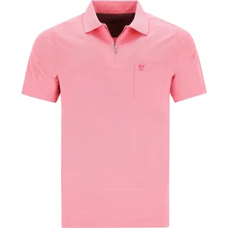 Hajo Shirt Kurzarm-Poloshirt Softknit mit verdecktem Reißverschluss und Brusttasche in Regular Fit - Rosa