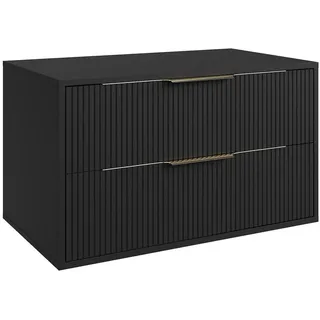 Badplaats Waschbeckenunterschrank Rimini 2 Schubladen 80 x 46 x 46 cm Schwarz Matt