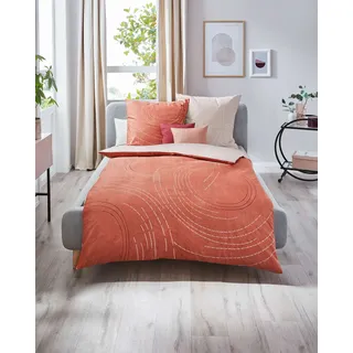 Kaeppel Mako Satin Wendebettwäsche Jaro 200x200 cm + 2x 80x80 cm Terra - Kupfer