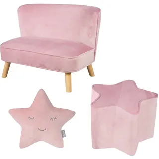 Roba Kindersofa 3er-Set rosa / mauve , Rosa , Textil , Füllung: Polyester , 70x50x48 cm , Babymöbel & Kindermöbel, Babyzimmer, Kindersessel & Kindertische