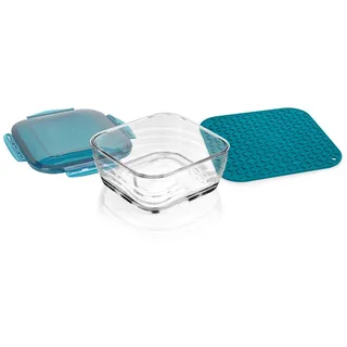 Genius Nicer Dicer Chef Glasschüssel 2,8 l 3-tlg. dkblue