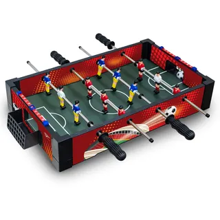 Carromco Fast-Kick-XM Mini Kicker Tischauflage – Kompakter Tischfußball mit Klicksystem, 2 Bällen, 4 Stangen, 12 Spielern in Rot-Schwarz, 51 x 31 x 9,7 cm – Mini Kickertisch für Zuhause