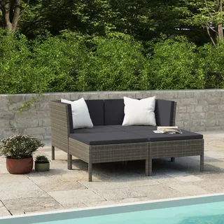 vidaXL 4-tlg. Garten-Lounge-Set mit Auflagen grau