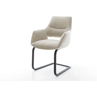 Freischwinger Yago-Flex mit Armlehnen Webstoff Soft Beige Freischwinger flach Schwarz Taschenfederkern