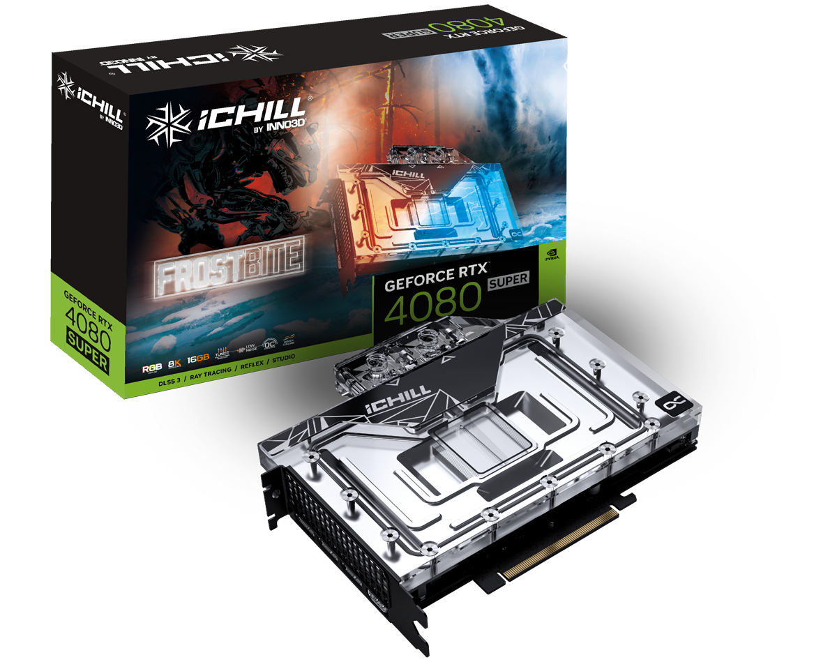 Bild von GeForce RTX 4080 SUPER iCHILL Frostbite, 16GB GDDR6X, HDMI, 3x DP (C408S-166XX-1870FB)