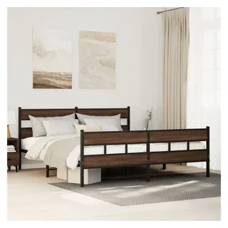 vidaXL Metallbett ohne Matratze Braun Eichen-Optik 200x200 cm