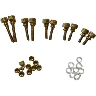 Grip Schraubenset M2,5 Messing für Tonabnehmersysteme, Schrauben 6/8/10/12/15 mm, mit Griff, inkl. Muttern & Unterlegscheiben